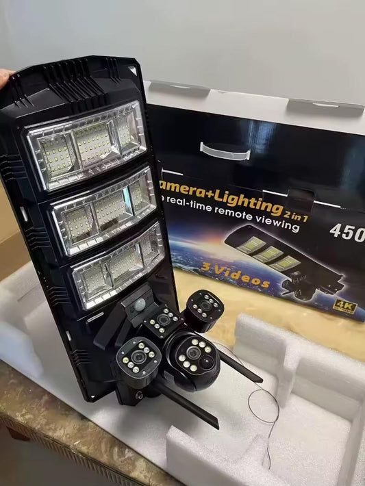 Caméra de Surveillance 4K avec Éclairage LED - Vision à Distance en Temps Réel (2 en 1)